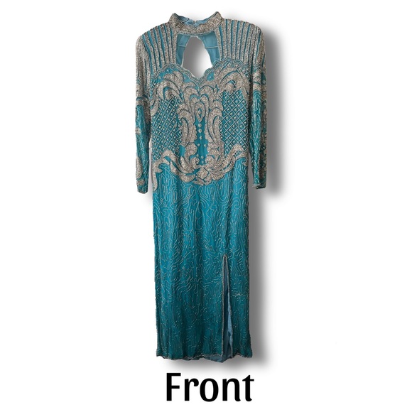 Gorgeous Vintage Princess Gown With Blue Sequins and Beads